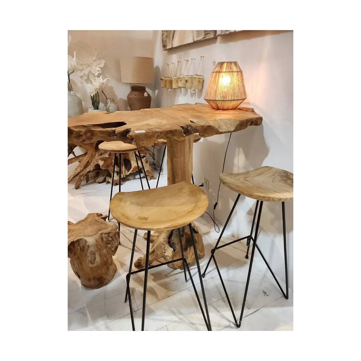 Table Haute Racine Teck h105cm