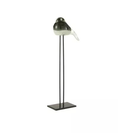 Oiseau Vert en pate de verre sur Pied  15x46
