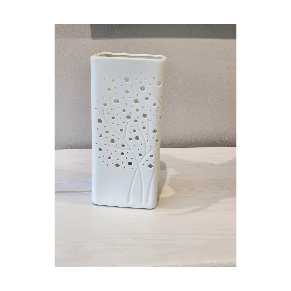 Lampe Porcelaine Carrée Arbre H.27cm