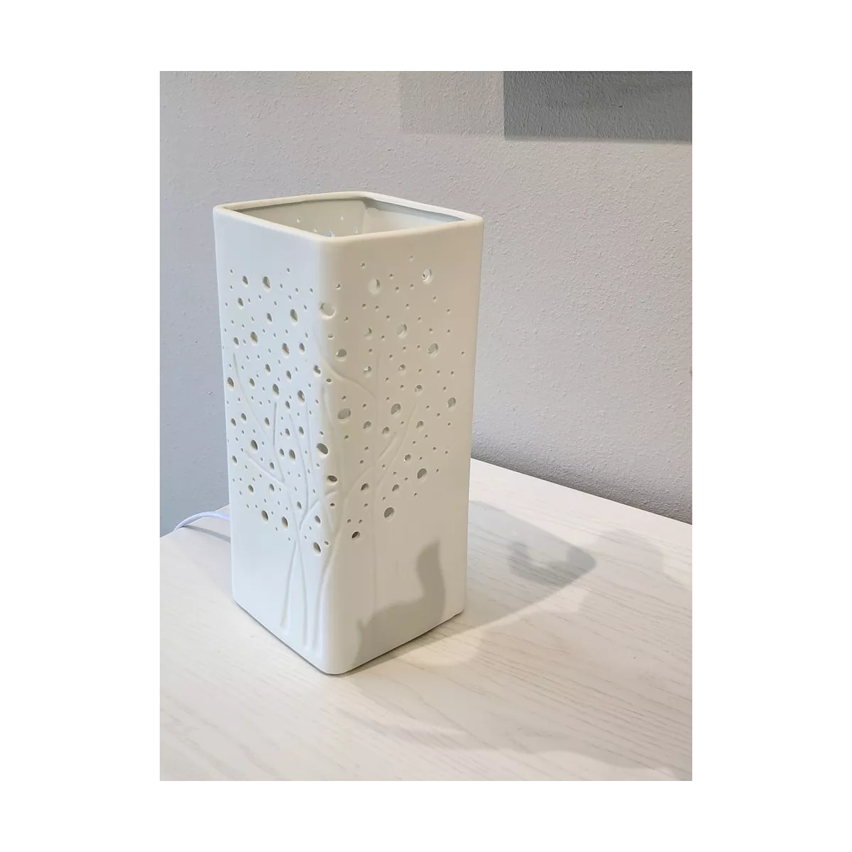 Lampe Porcelaine Carrée Arbre H.27cm