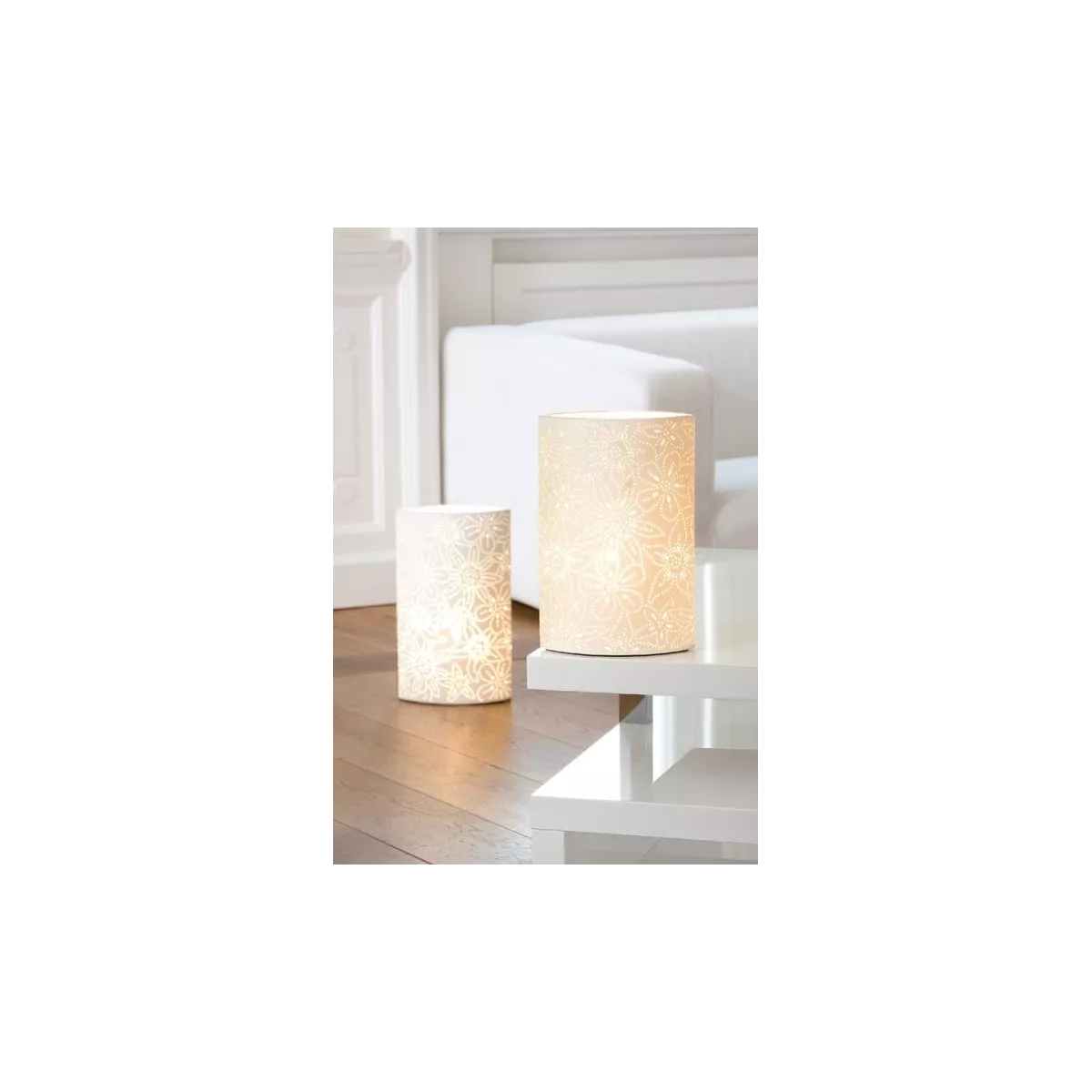 Lampe Porcelaine Fleur H.35