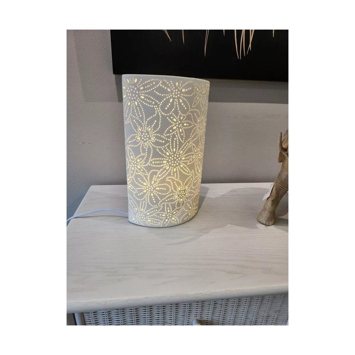 Lampe Porcelaine Fleur H.35