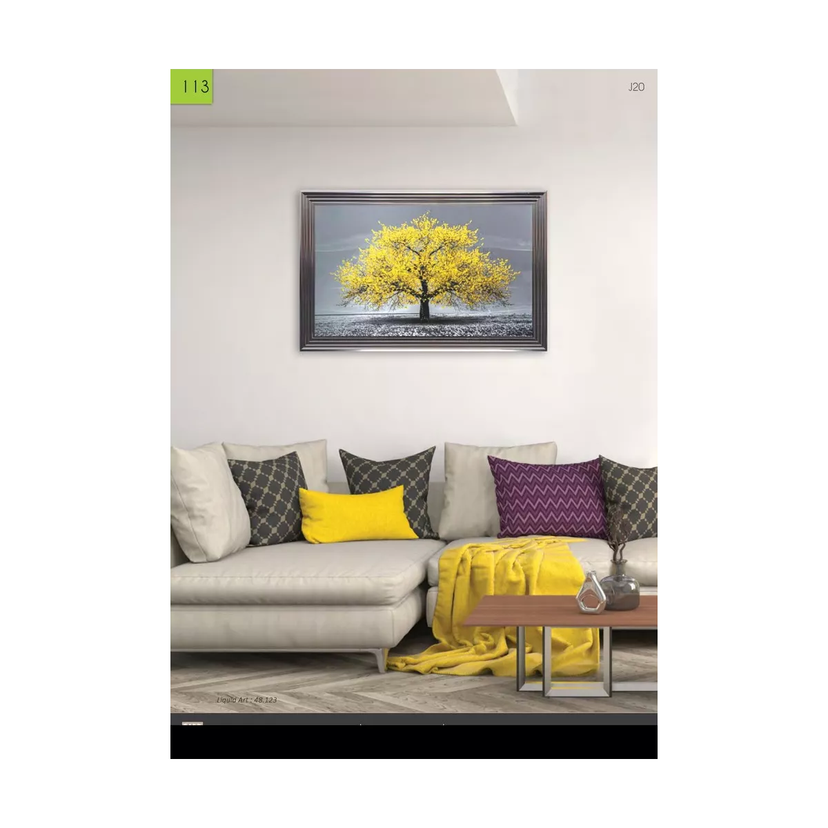 Tableau Arbre Jaune liquide gel 116 x 76