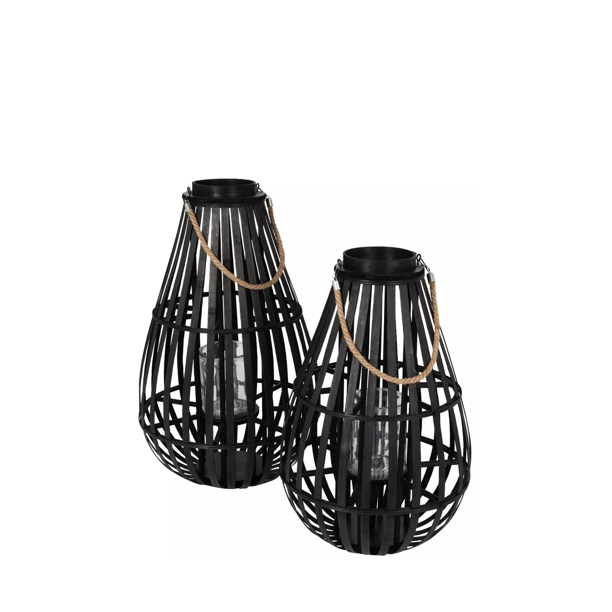 Lanterne Goutte Bambou Noir H.70cm