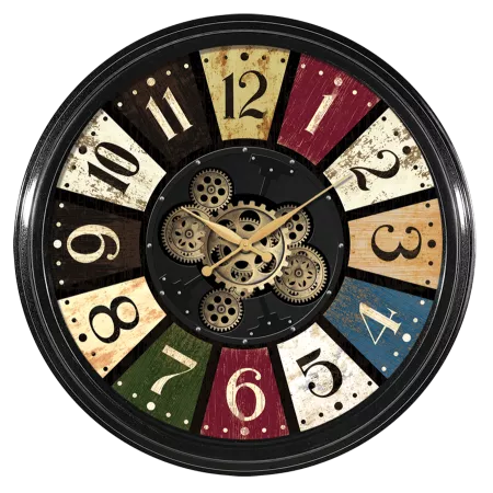 Horloge Industriel Multicolore 60cm Engrenages