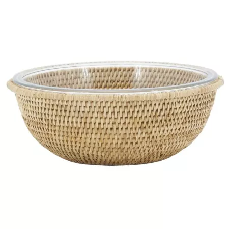 plat saladier + rotin Antique