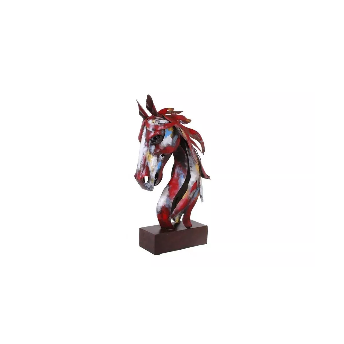 Sculpture Métal Tête de Cheval Pigment H.75
