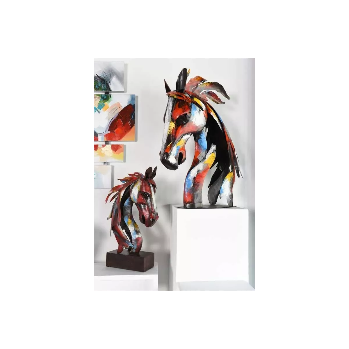 Sculpture Métal Tête de Cheval Pigment H.75