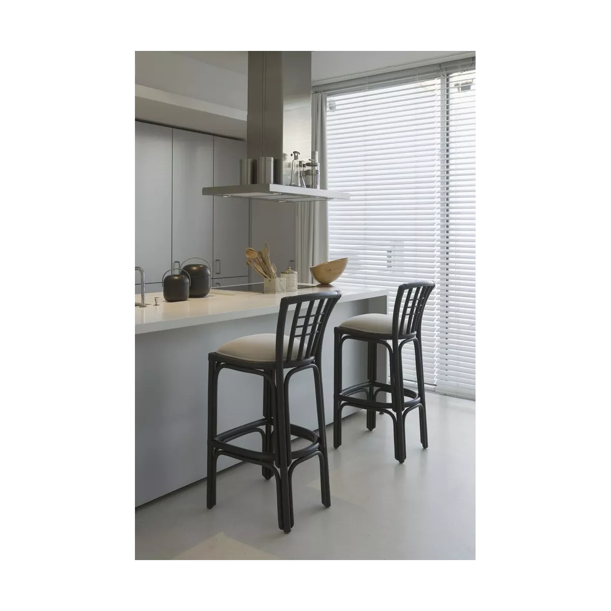 Tabouret de Bar Kubiki Rotin Noir