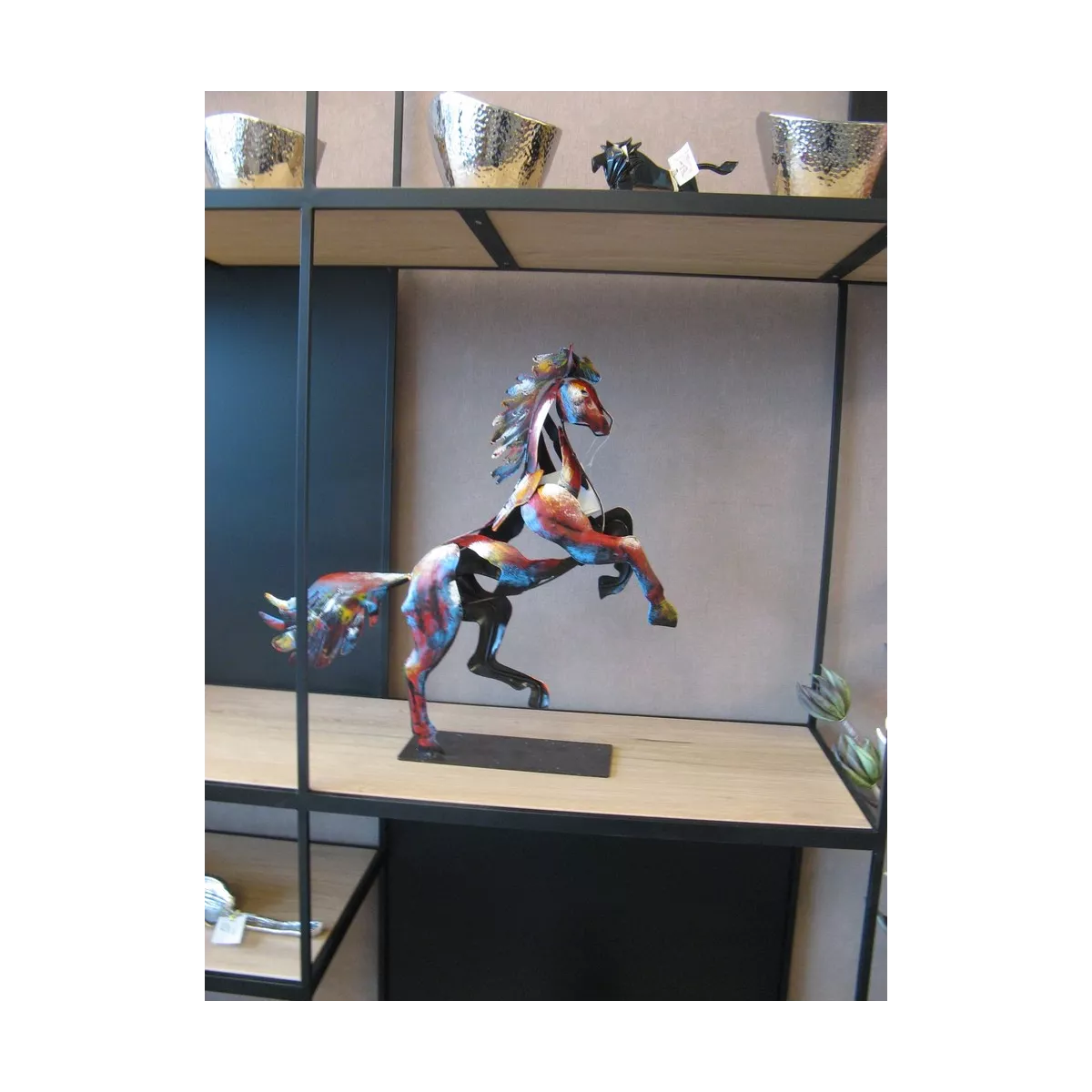 Sculpture Métal Cheval Cabré Pigment H30