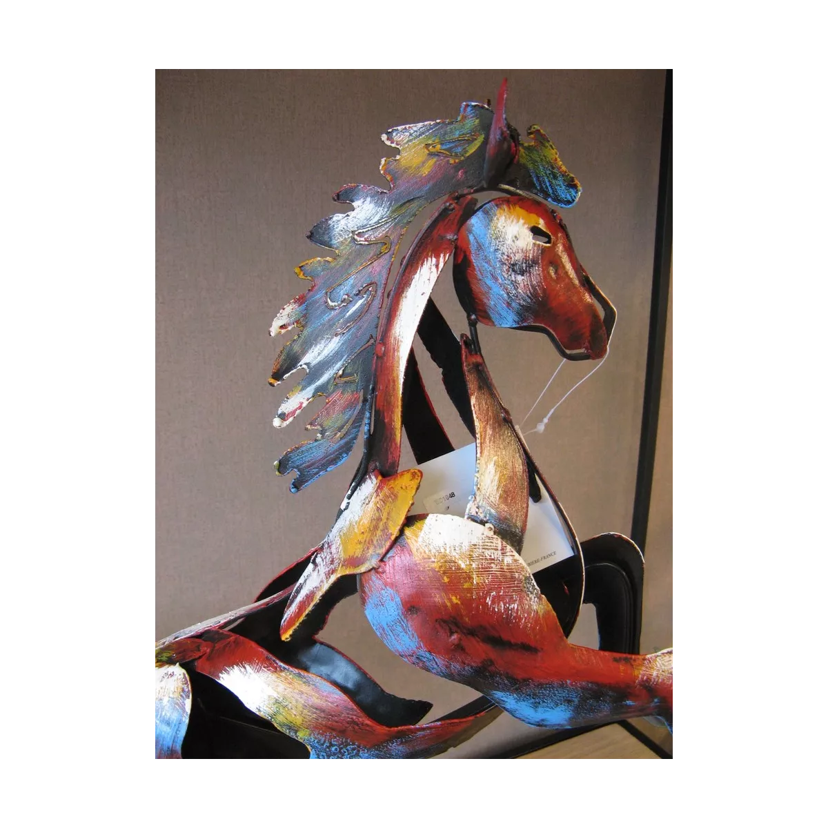 Sculpture Métal Cheval Cabré Pigment H30