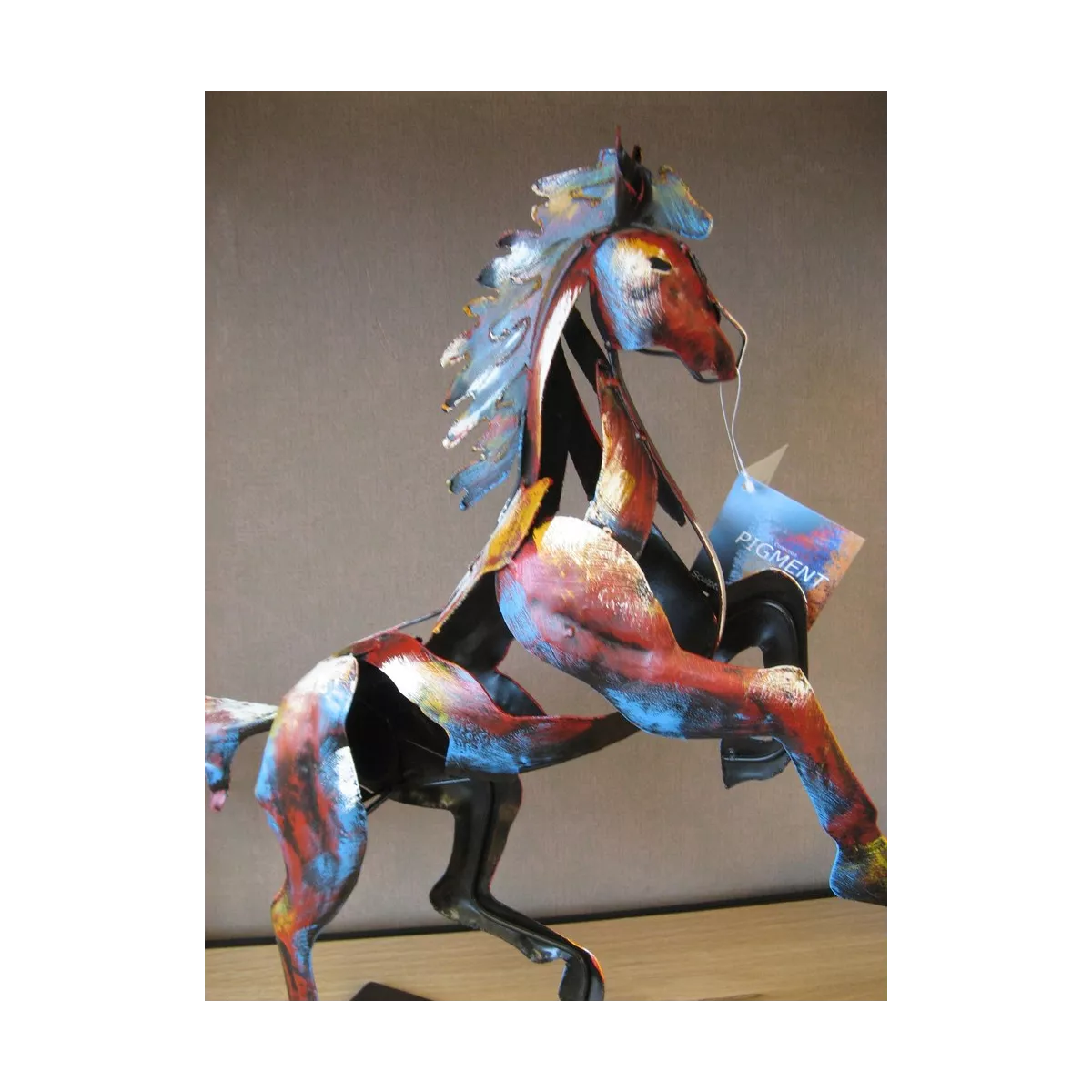 Sculpture Métal Cheval Cabré Pigment H30