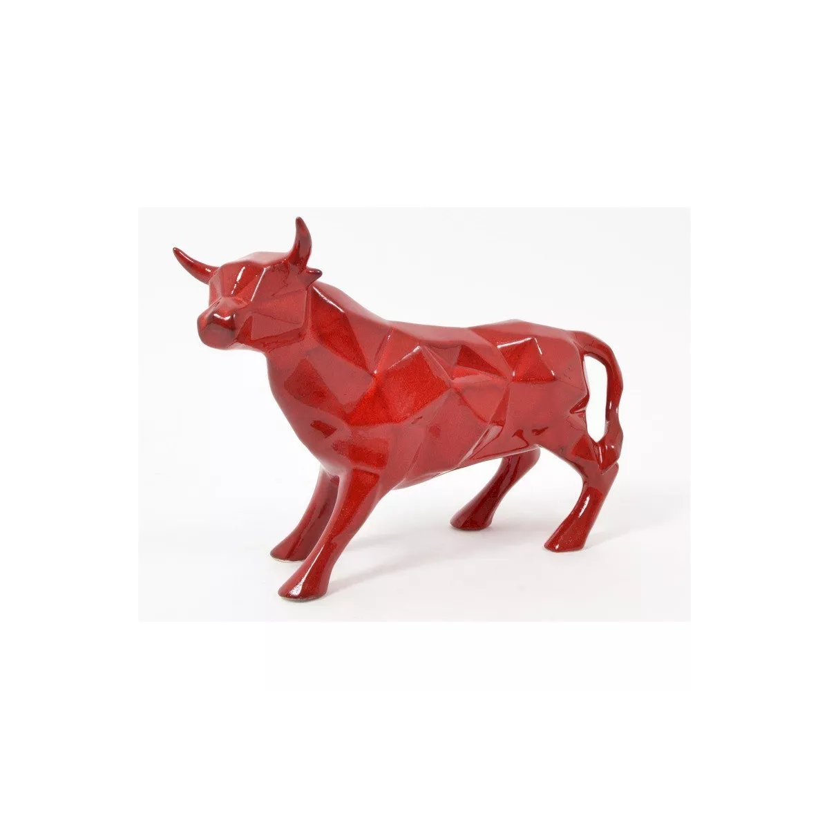 Sculpture Origami Taureau Rouge