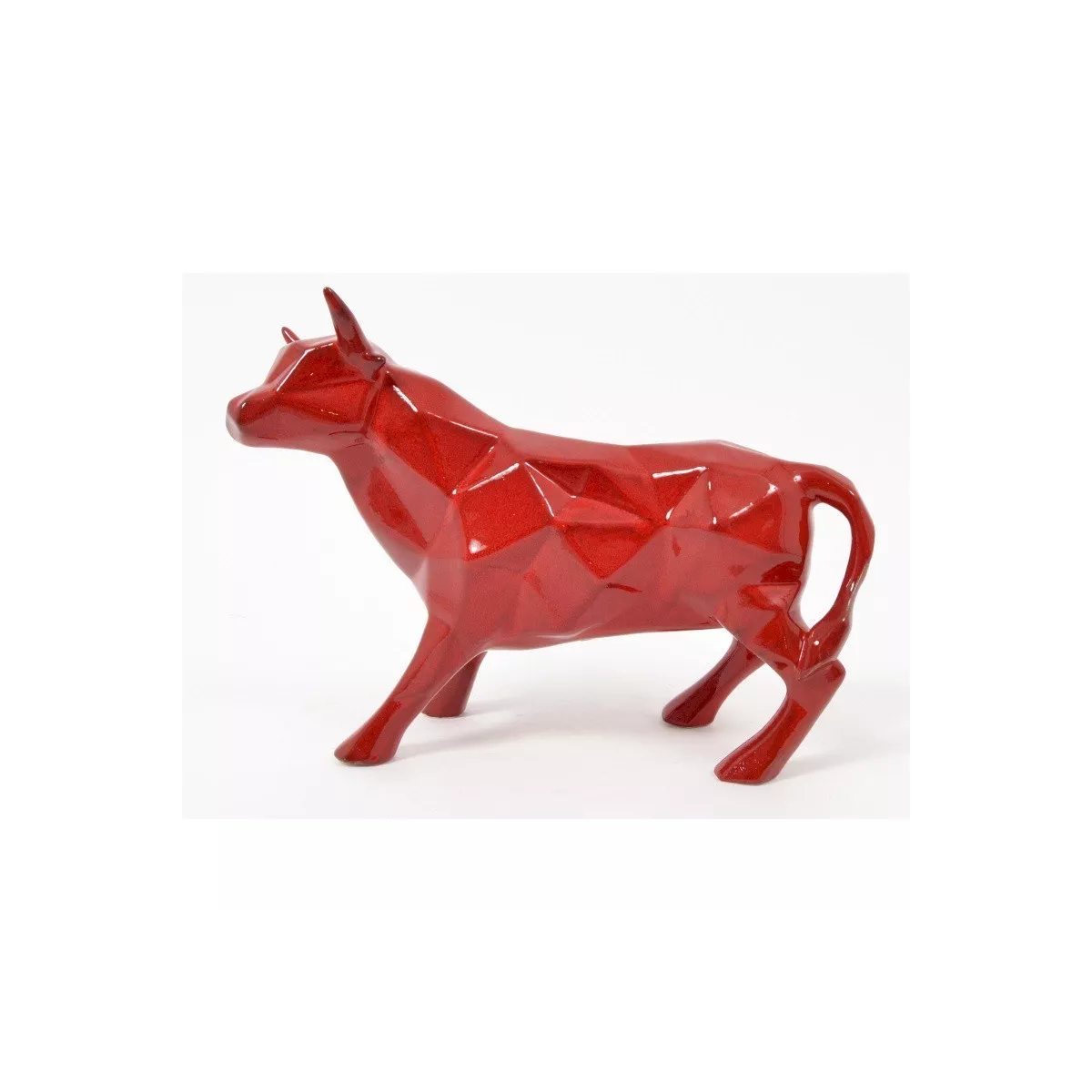 Sculpture Origami Taureau Rouge