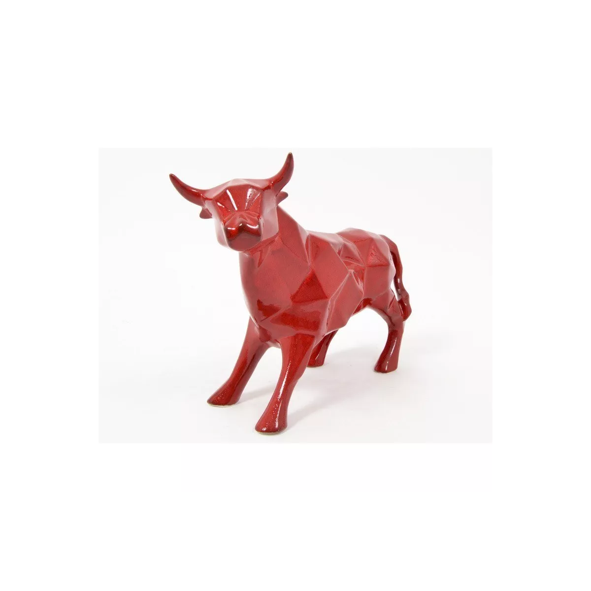 Sculpture Origami Taureau Rouge