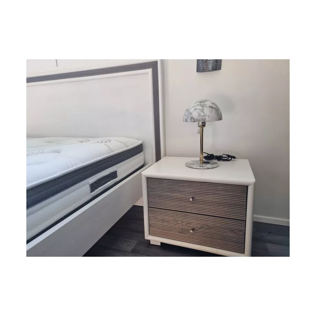 Lampe Champignon Marbre Blanc h36