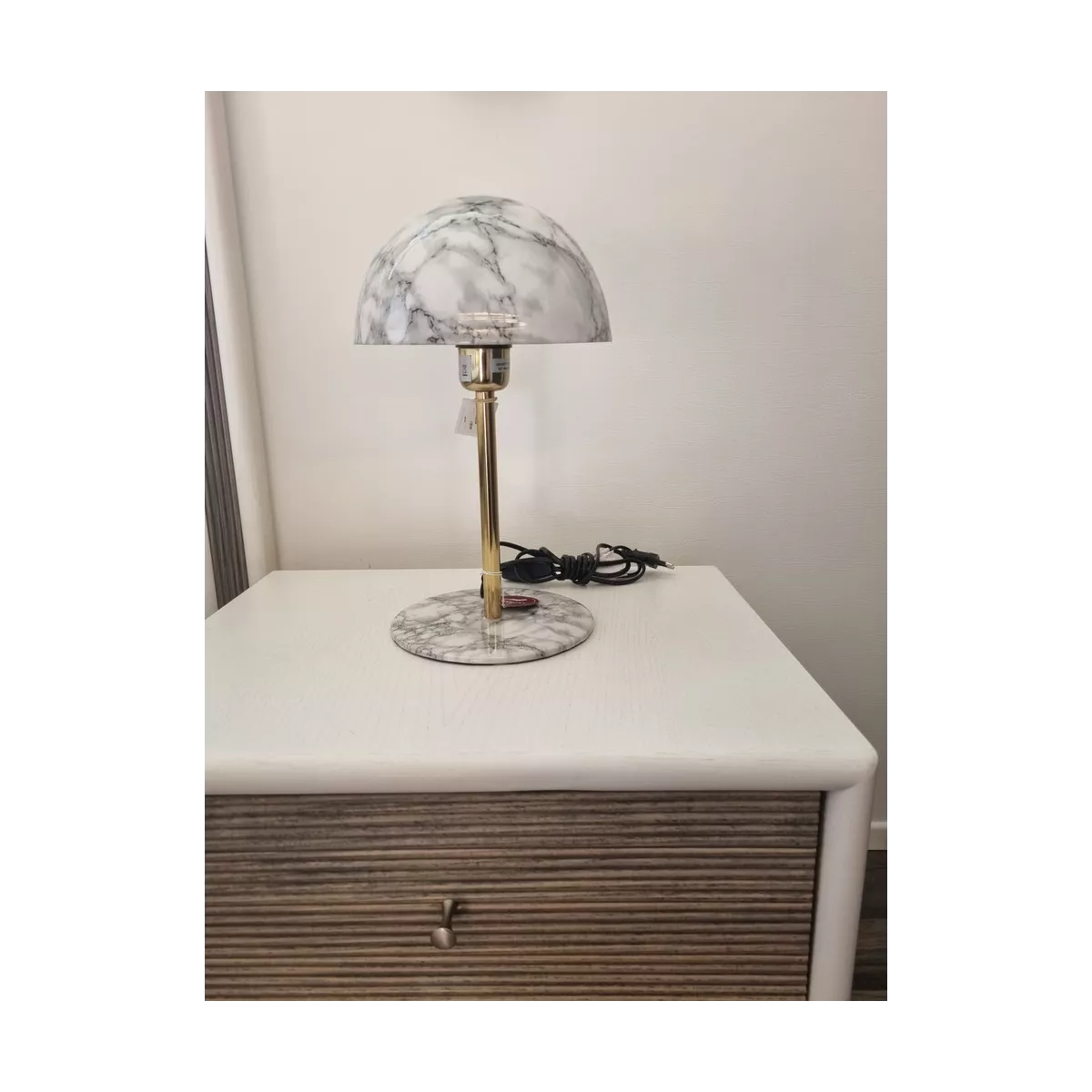 Lampe Champignon Marbre Blanc h36