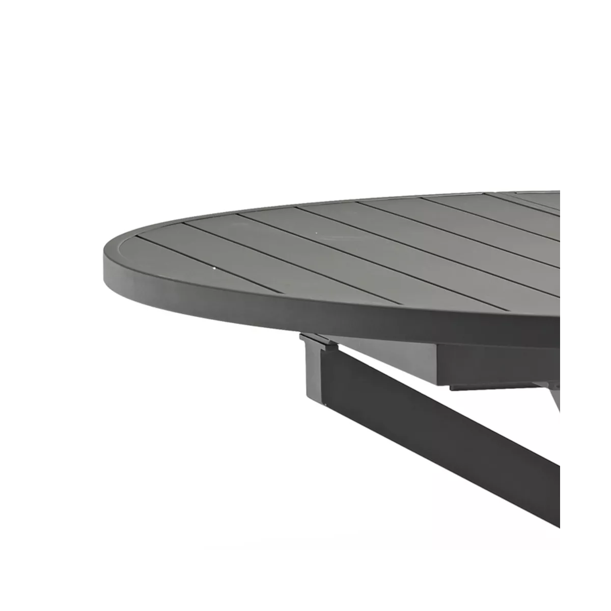 Table Porto Ronde 145 en Aluminium Anthracite avec allonge