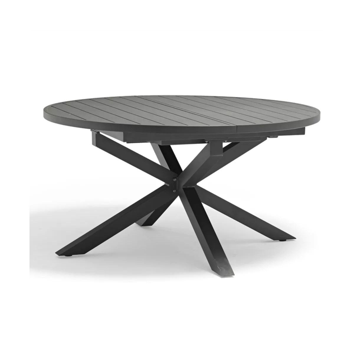 Table Porto Ronde 145 en Aluminium Anthracite avec allonge