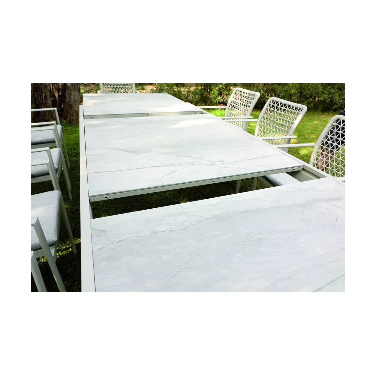 Table 200/300x100  Vérona Aluminium et Verre