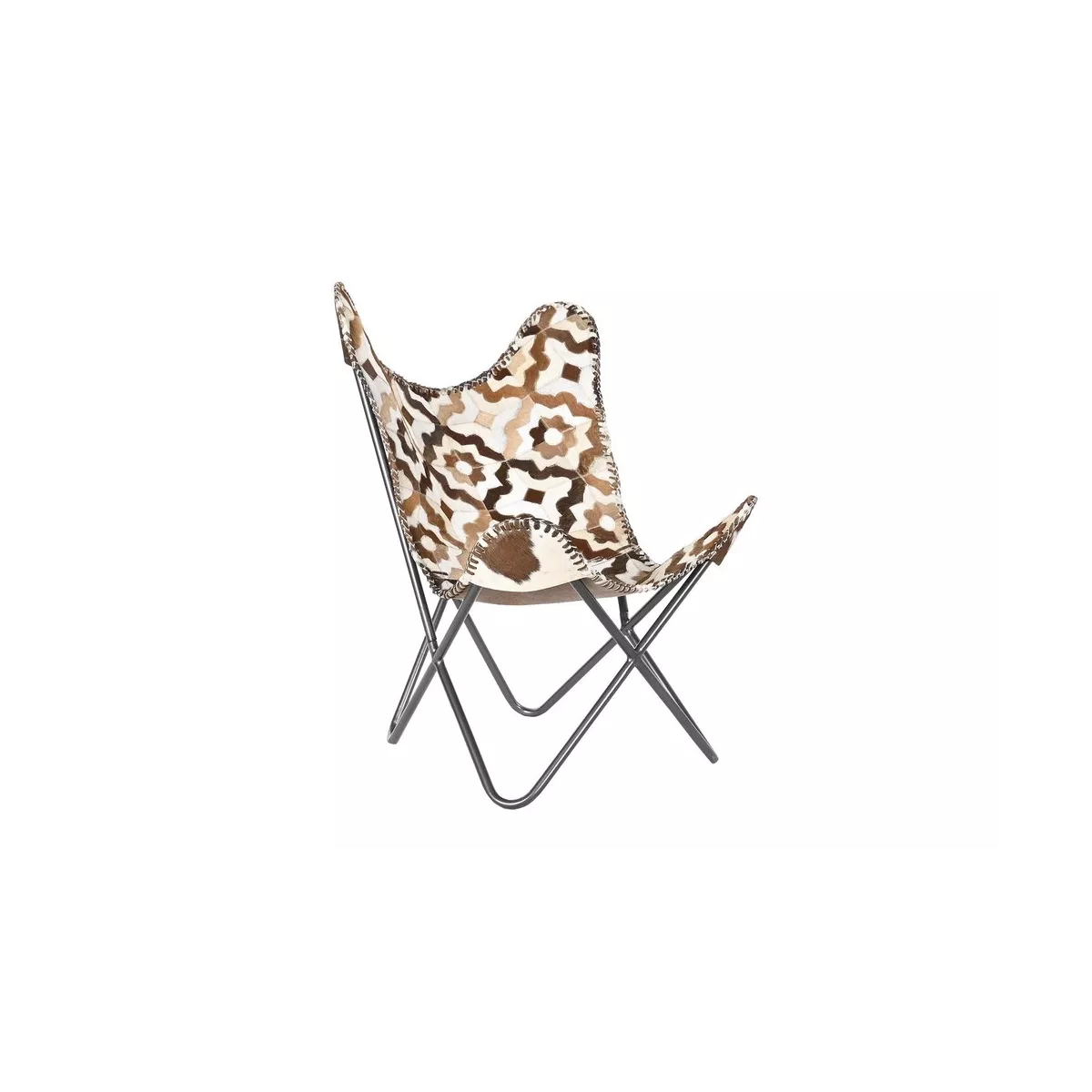 Fauteuil Cuir Losanges et Métal