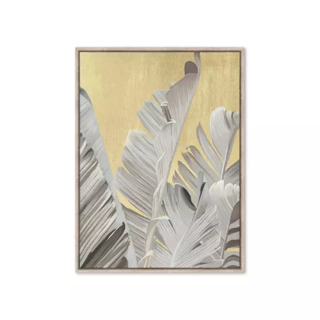 Tableau Feuillage gris et doré 60x80