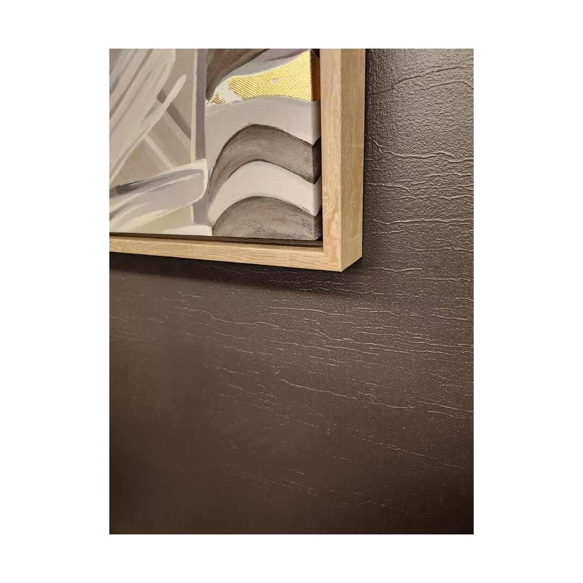 Tableau Feuillage gris et doré 60x80