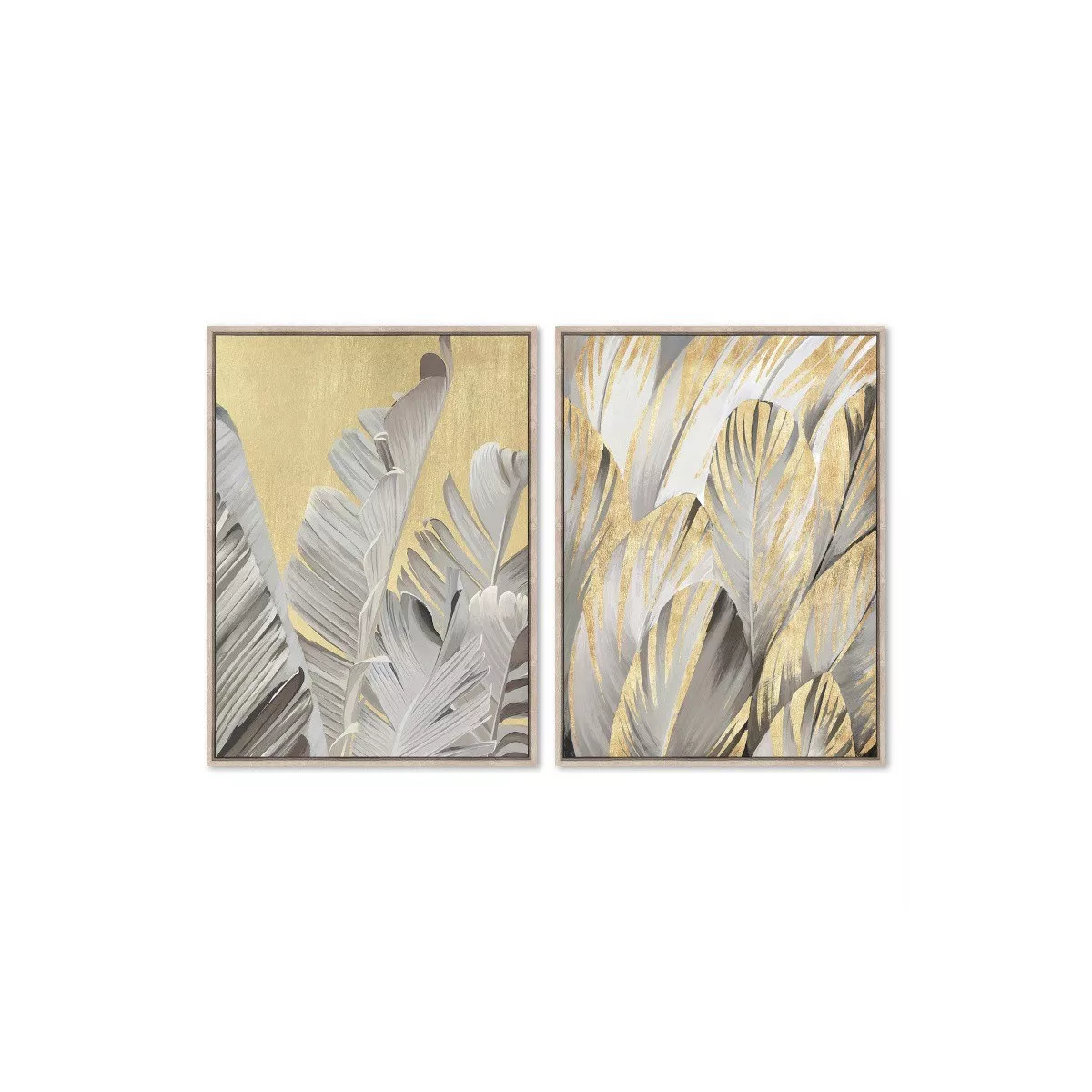 Tableau Fougères gris et doré 60x80