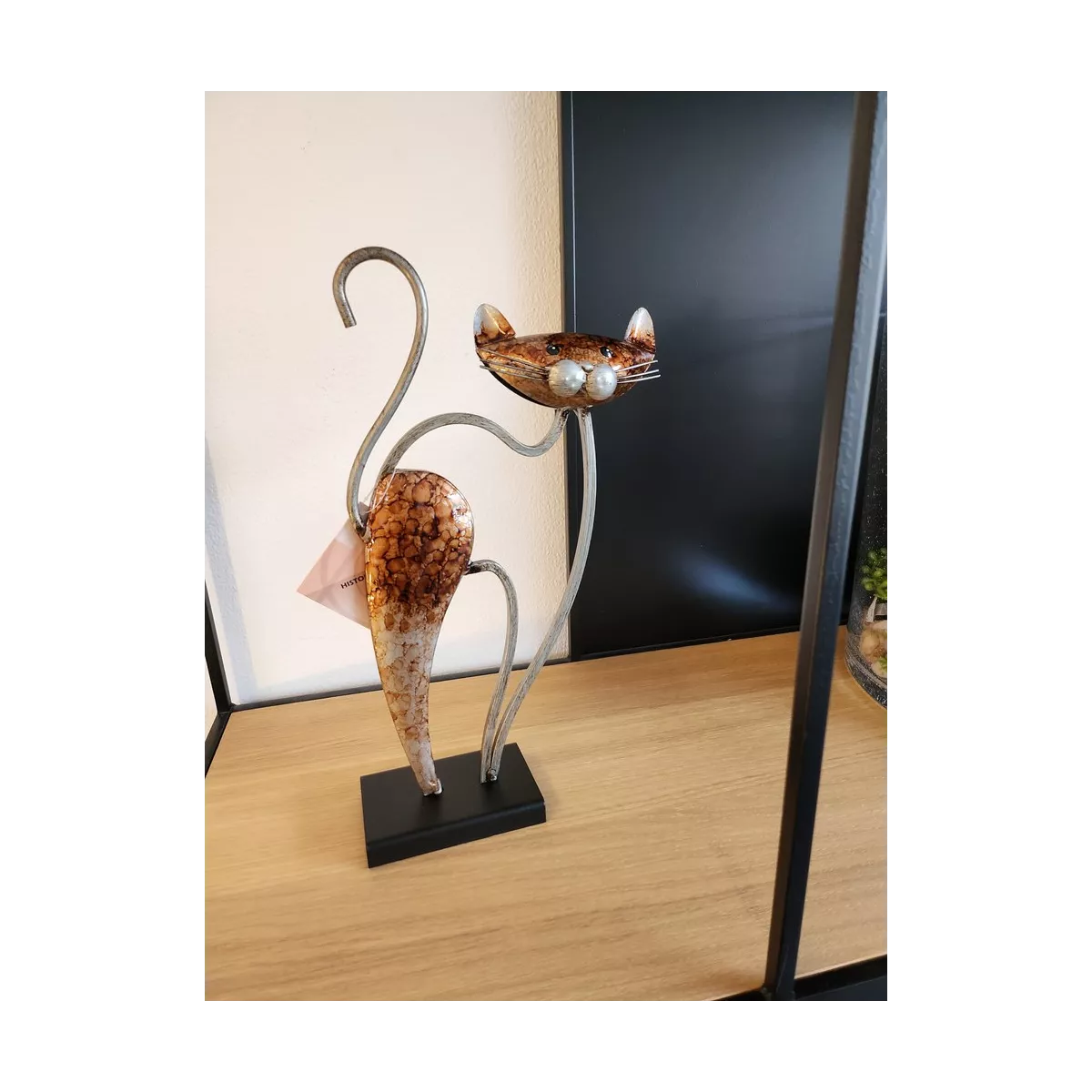 Deco Chat assis Métal Cuivré H.35cm