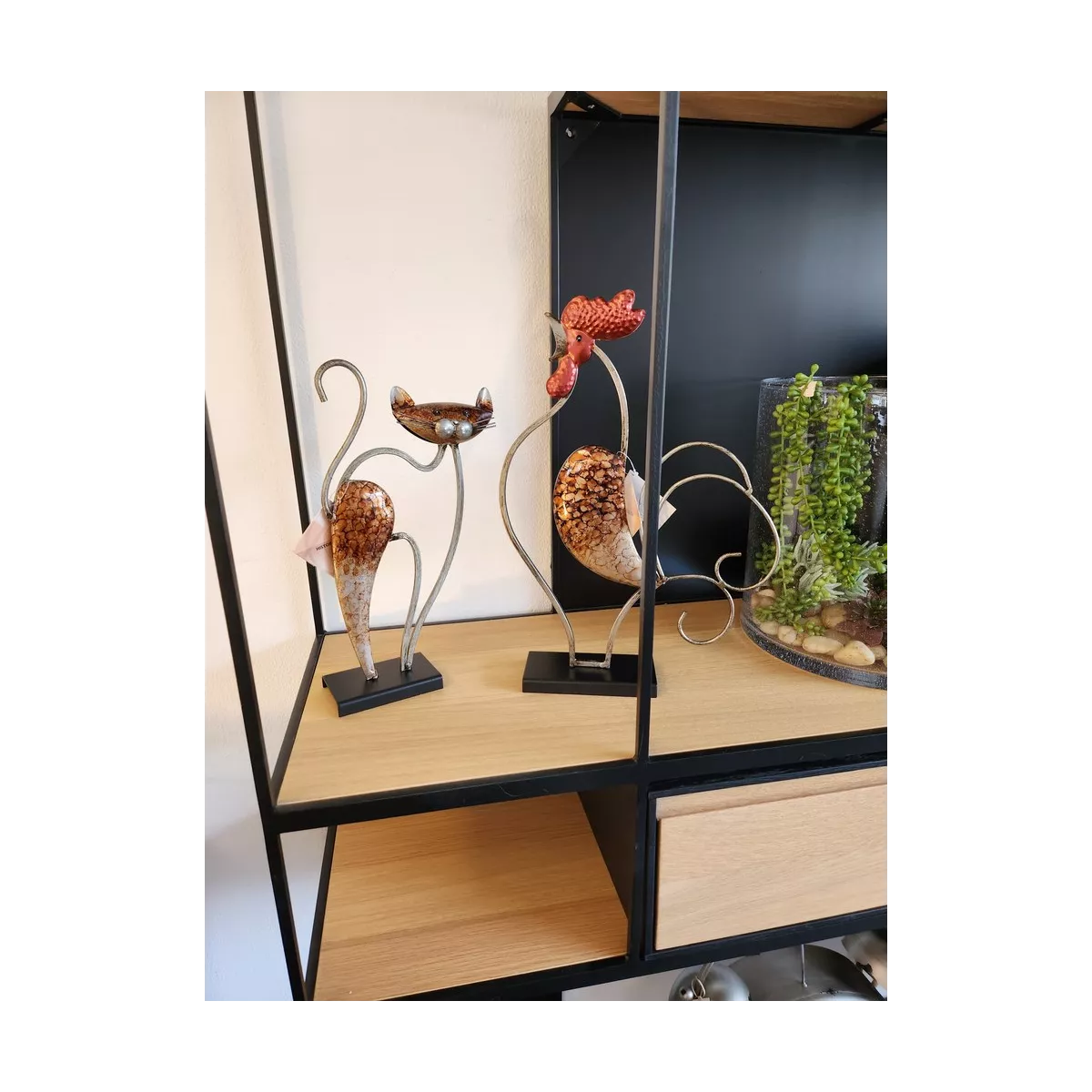 Deco Coq Métal Cuivré H.40cm