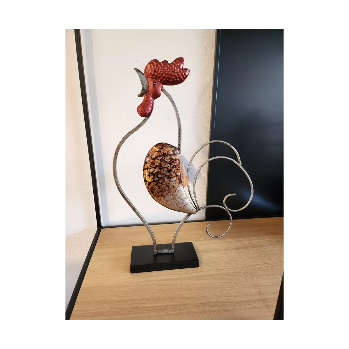 Deco Coq Métal Cuivré H.40cm