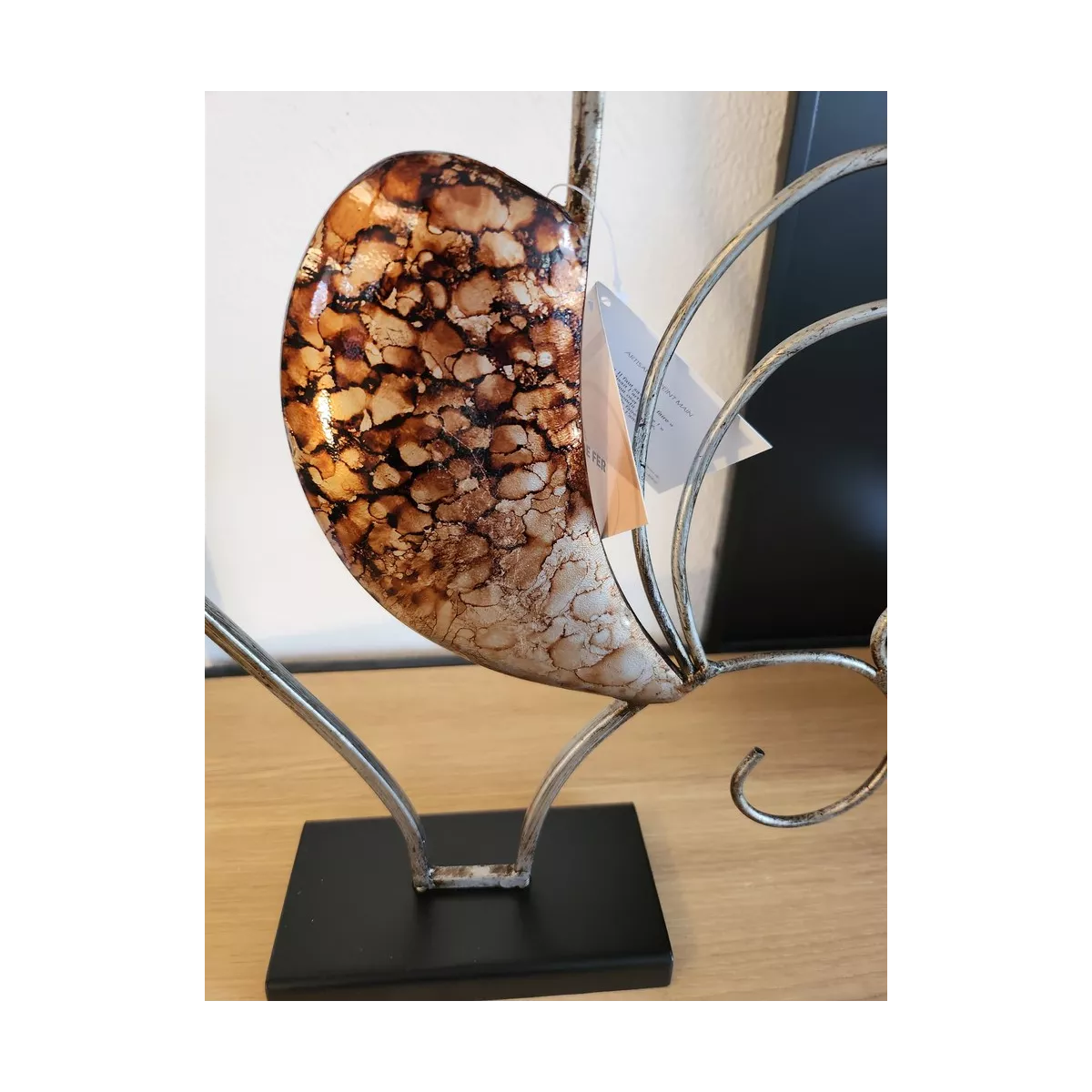 Deco Coq Métal Cuivré H.40cm
