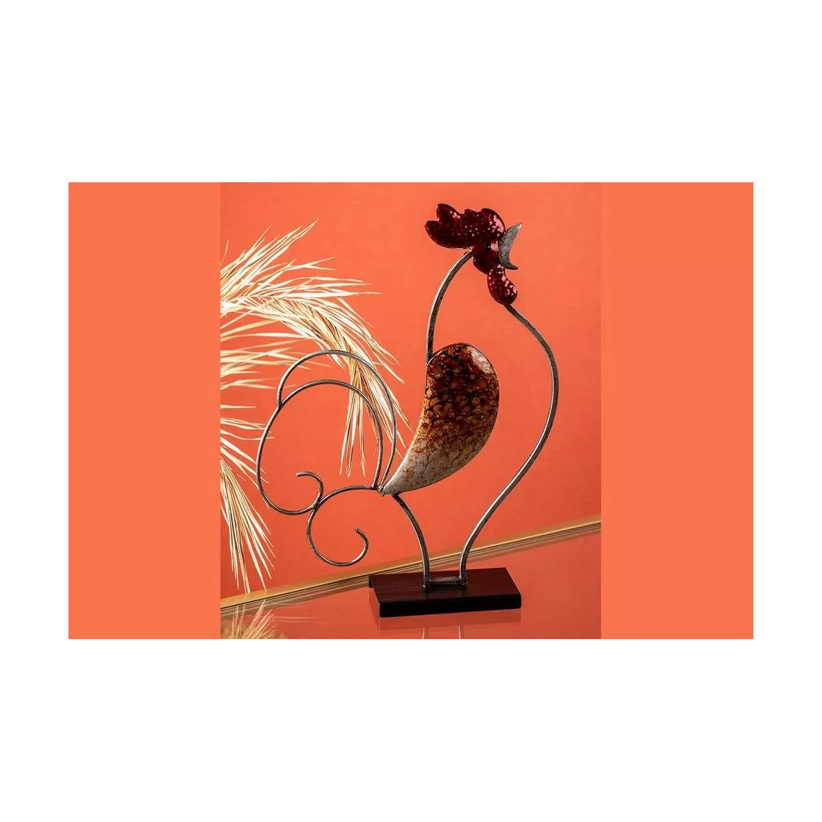 Deco Coq Métal Cuivré H.40cm