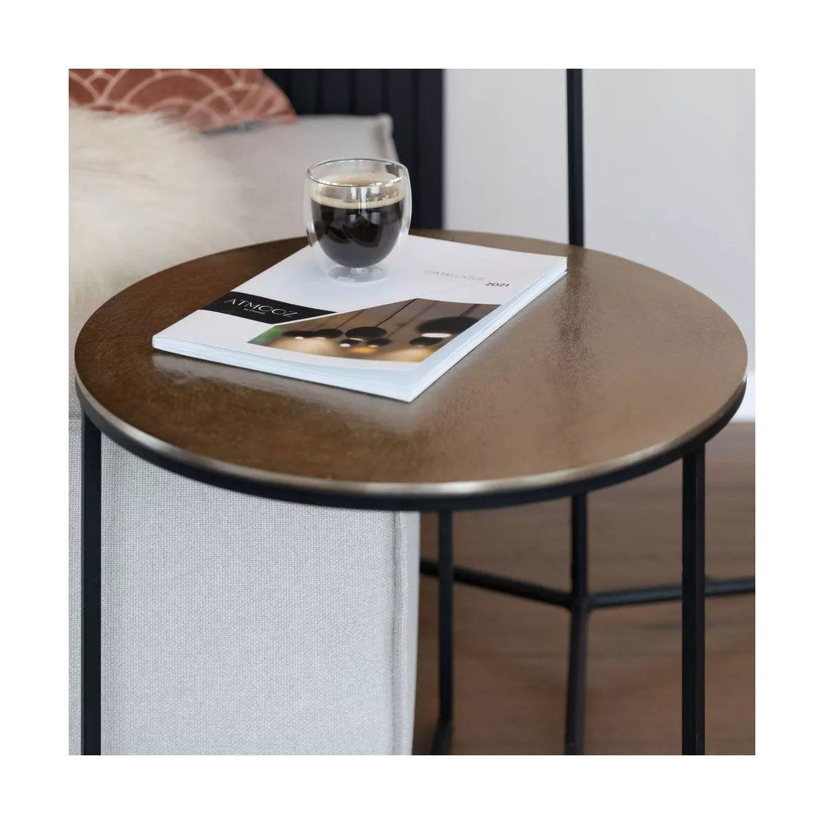 bout de canapé double Aluminium Gris