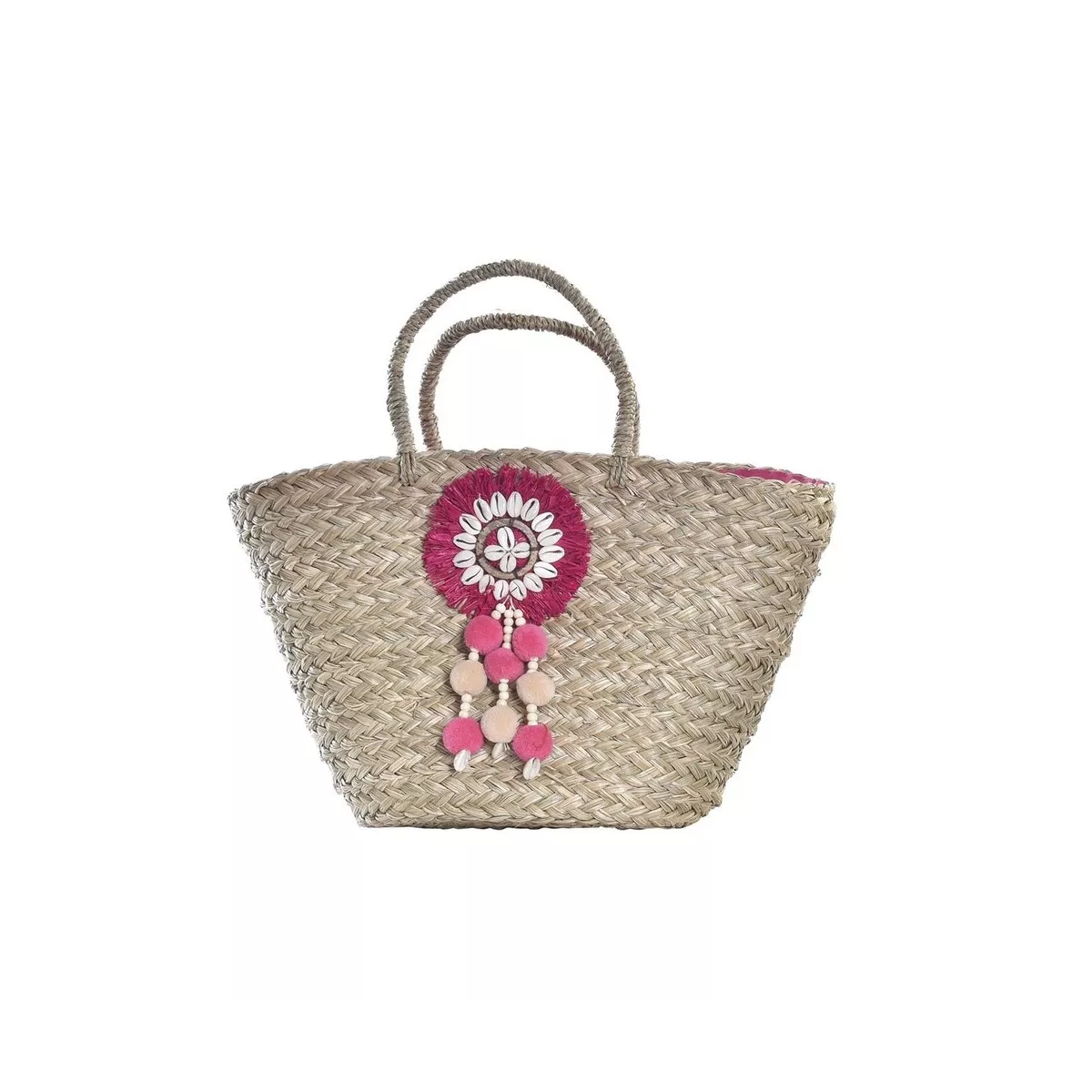 Sac en jonc Bohème Rose