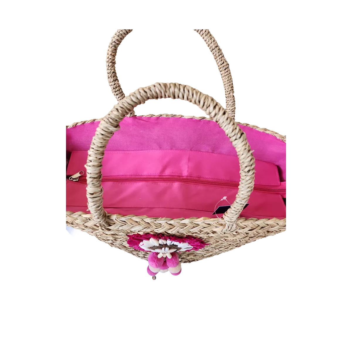 Sac en jonc Bohème Rose