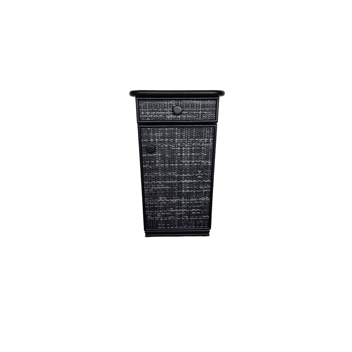 Meuble Téléphone en Rotin  47x34 : 1 Porte et 1 Tiroir Noir