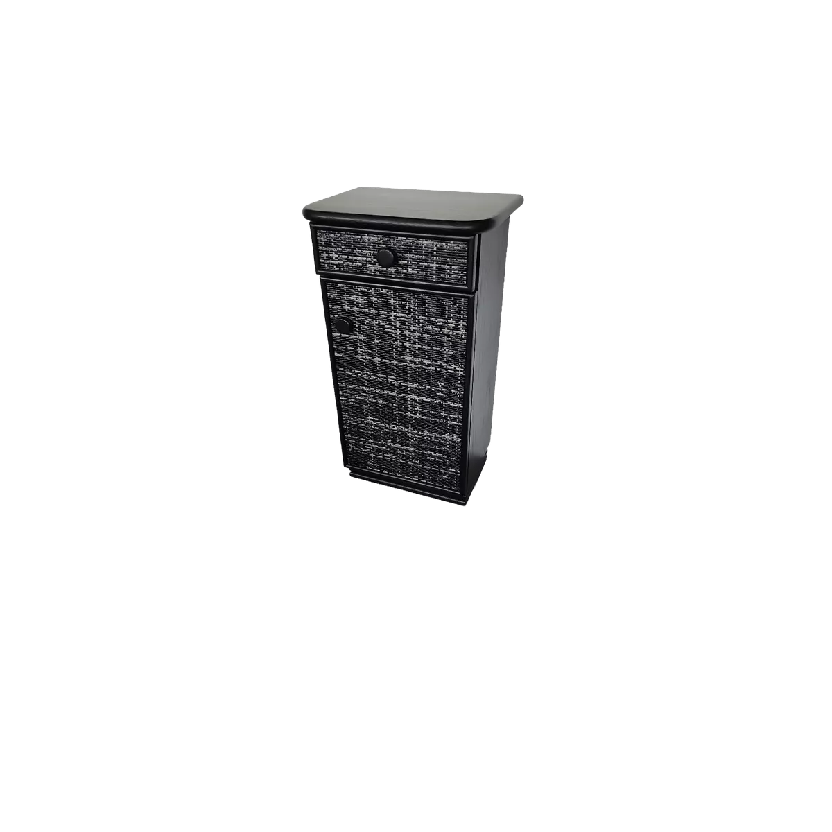 Meuble Téléphone en Rotin  47x34 : 1 Porte et 1 Tiroir Noir