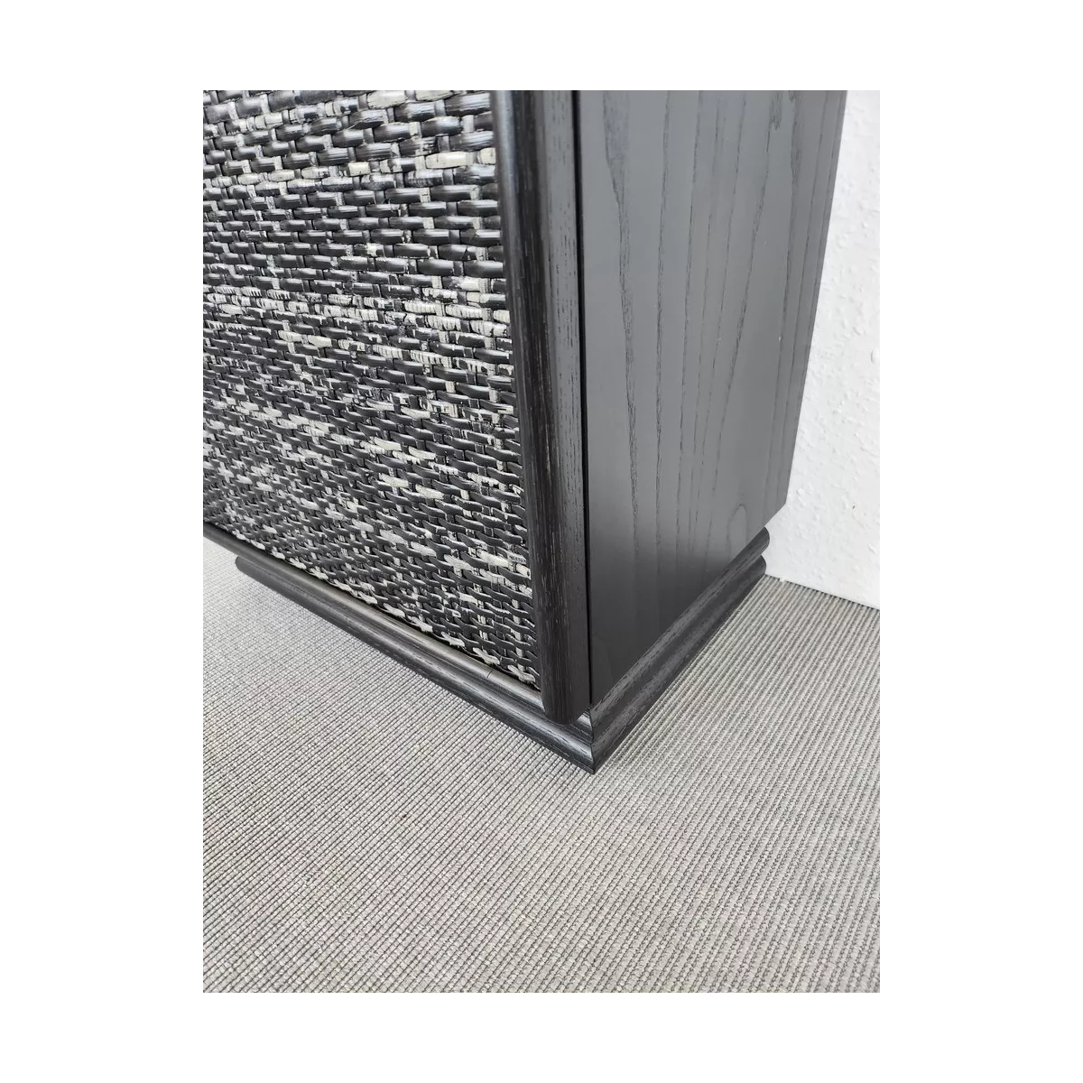 Meuble Téléphone en Rotin  47x34 : 1 Porte et 1 Tiroir Noir