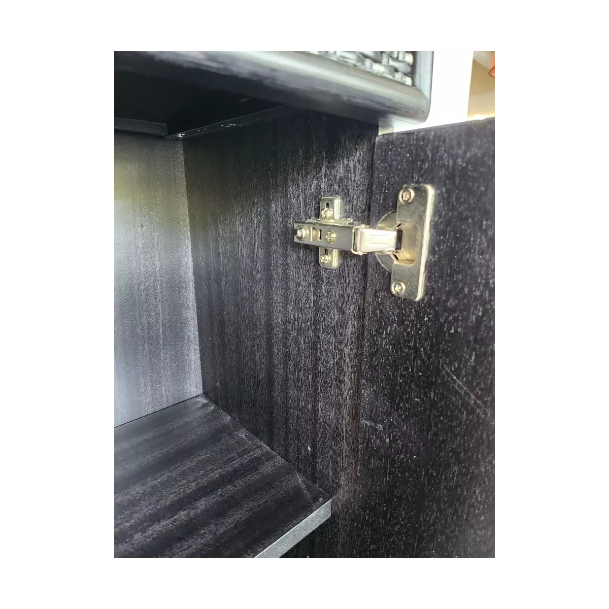 Meuble Téléphone en Rotin  47x34 : 1 Porte et 1 Tiroir Noir