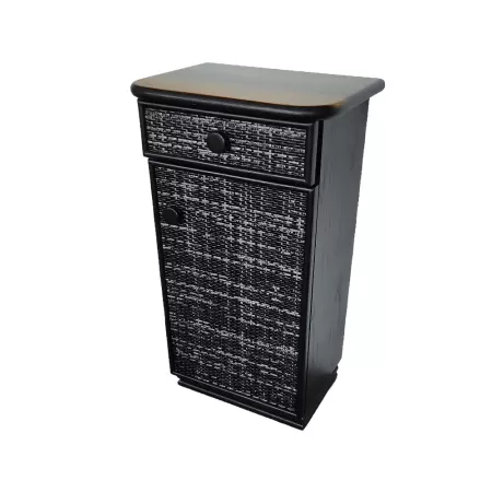 Meuble Téléphone en Rotin  47x34 : 1 Porte et 1 Tiroir Noir