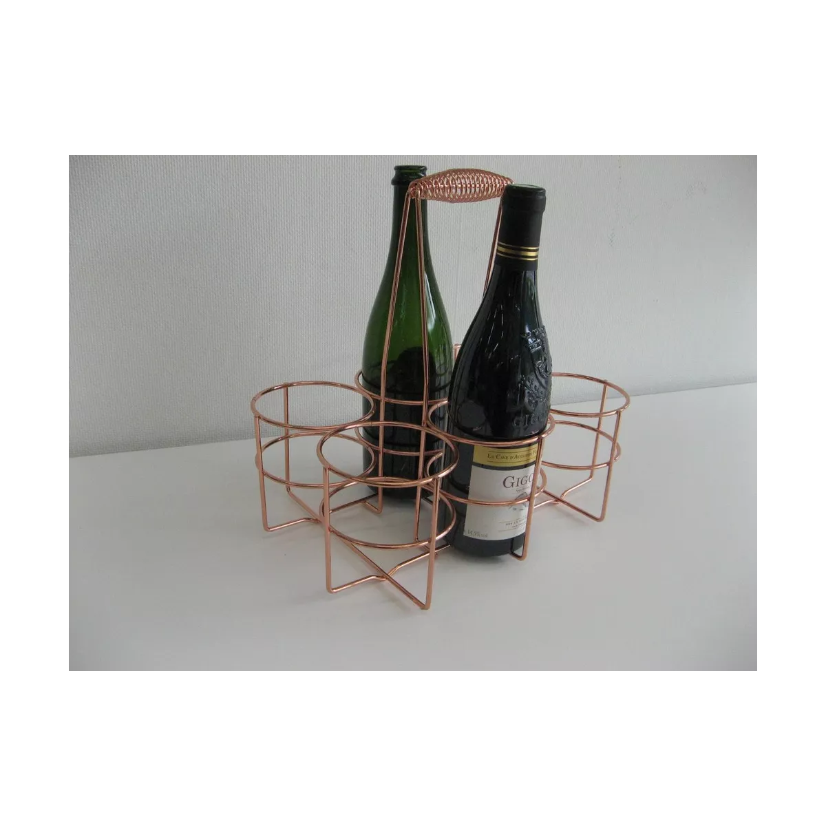 Panier 6 bouteilles en métal cuivré