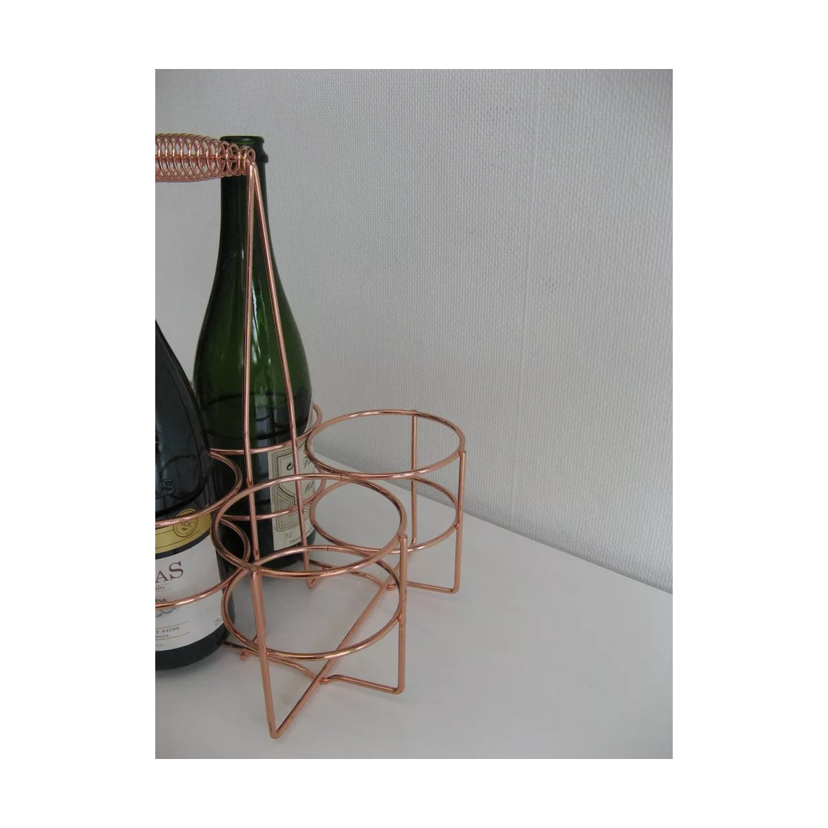 Panier 6 bouteilles en métal cuivré