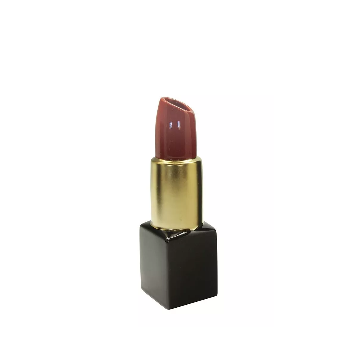 Vase Rouge à lèvres H.20 Noir-Doré-Rouge