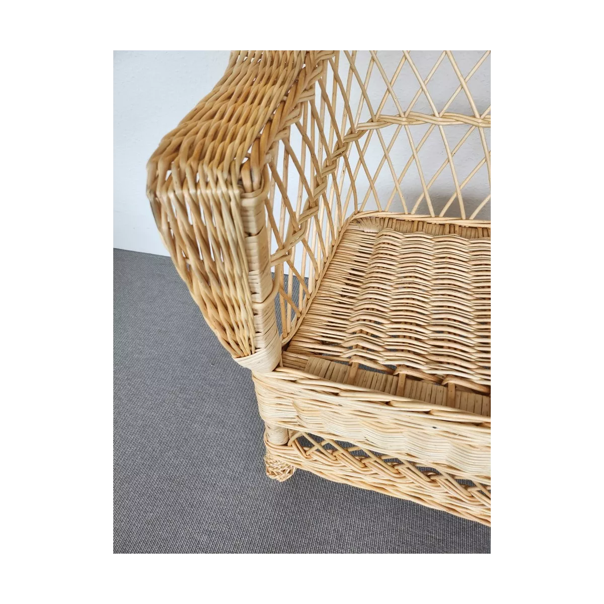 Fauteuil Anne en osier blanc H.95 cm
