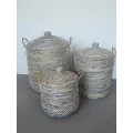 Panière Jade à linge en Jonc bleu 42x57