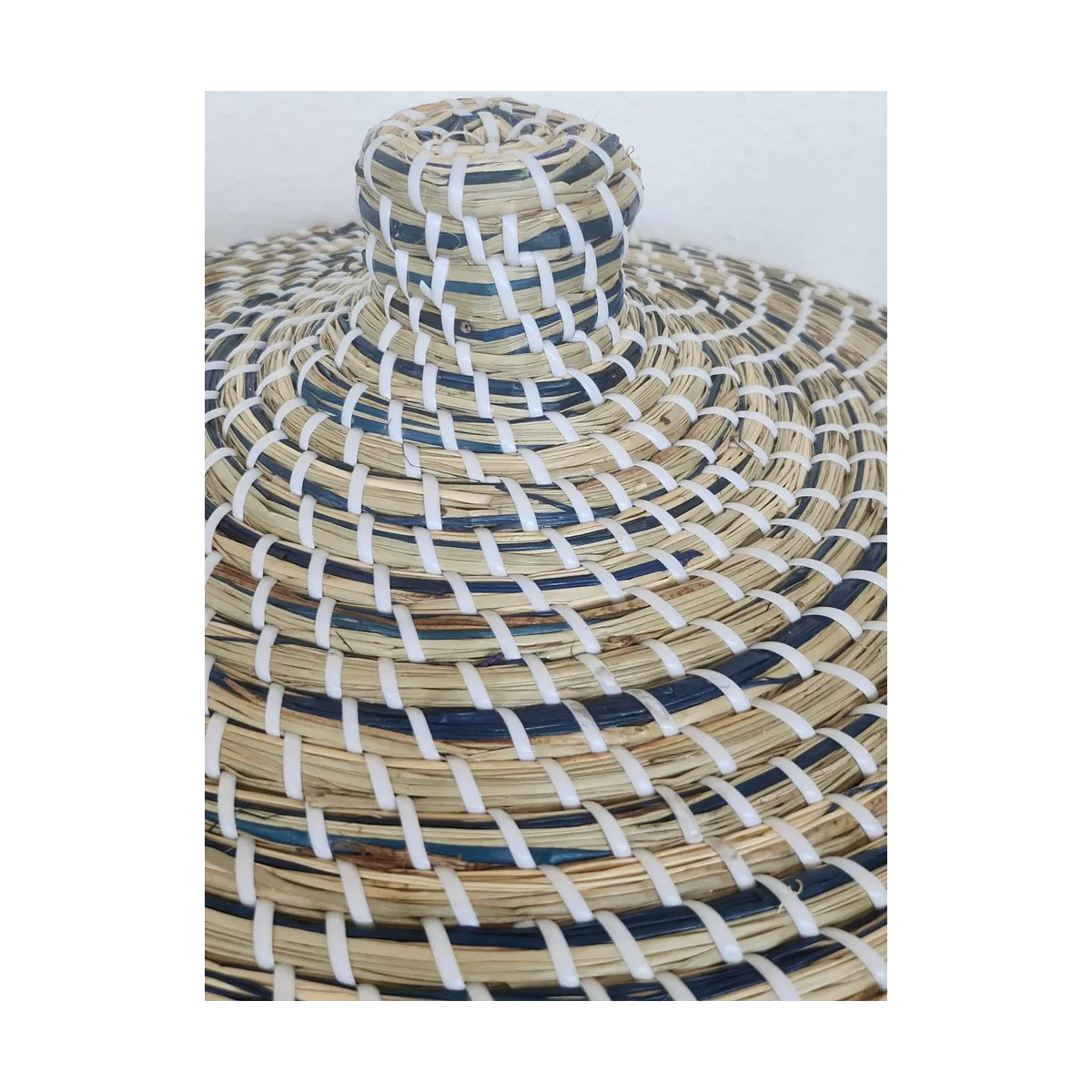 Panière Jade à linge en Jonc bleu 42x57