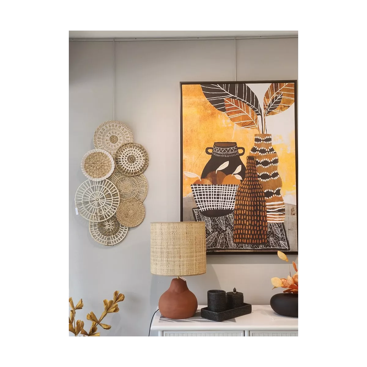 Decoration Murale en Jute et Coton 88x50