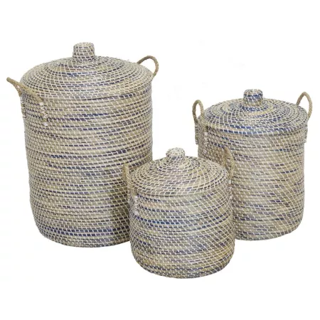 Panière Jade à linge en Jonc bleu 