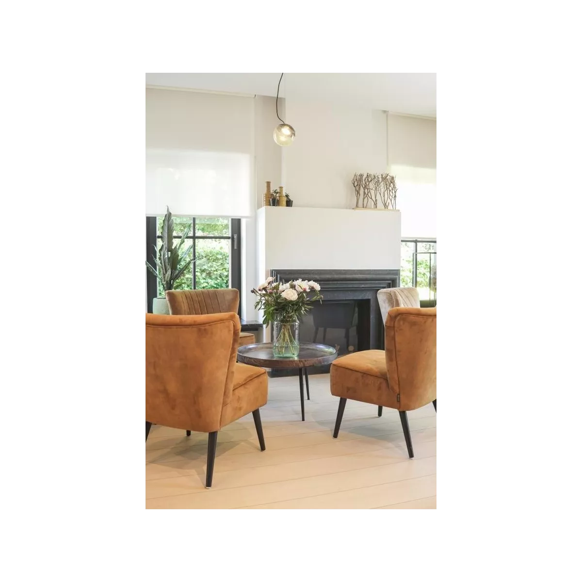 Fauteuil Ina Velours Cognac